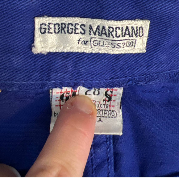 Vintage 80s Georges Marciano for Guess High Rise Denim Mini Skirt Blue Purple 28 - Picture 4 of 12